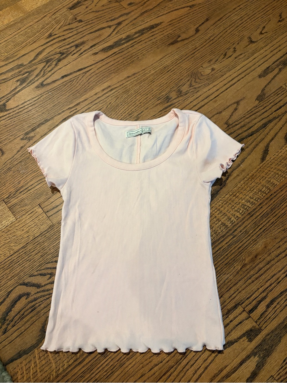 Abercrombie & Fitch Light Pink Ribbed Scoop Neck Tee